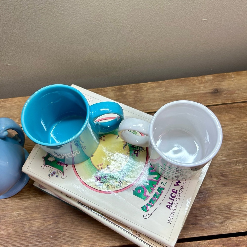 Montauk Blue and White Ceramic Mugs Set - Picture 3 of 7
